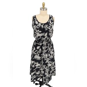 01462 Talbots Floral A Line Midi Dress Black Gray Size 8 preppy coastal grandma